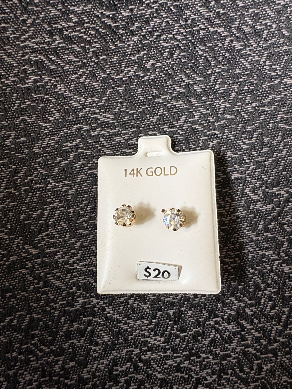 14K Gold Clear Crystal Stud Earrings - Classic Sparkle